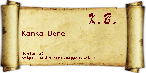 Kanka Bere névjegykártya